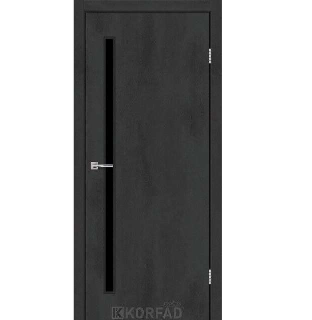 Двері міжкімнатні Korfad Express Corner Glass-03 Бетон графит (чорне скло)