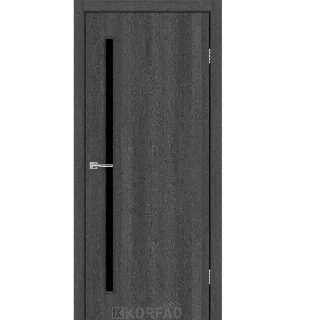 Двері міжкімнатні Korfad Express Corner Glass-03 Ясен граніт (чорне скло)