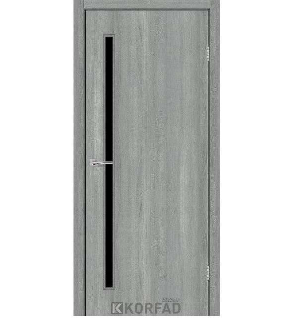 Двері міжкімнатні Korfad Express Corner Glass-03 Ясен сталевий (чорне скло)