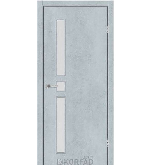 Двери межкомнатные Korfad Express Corner Glass-05 Цемент светлый (стекло сатин)